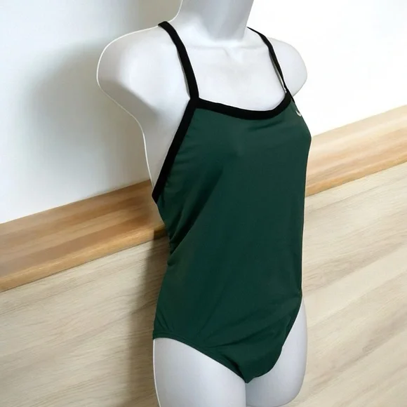 Nike Gorge Green Hydrastrong Racerback One Piece Performance Swimsuit Size 10 - Picture 3 of 10